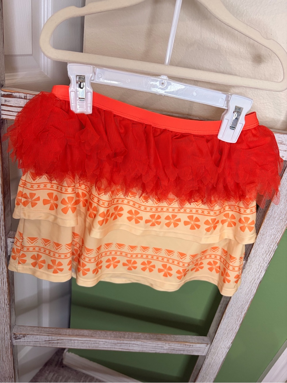 🌺 Disney Moana Girls Costume Skirt Tulle Ruffle Size 9/10 - Picture 2 of 3